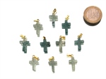 Kreuz Anhänger Aventurin grün - 10 Stück