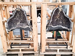 Amethystdrusen Paar XL auf Ständer