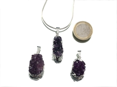 Amethyst Kristalldrusen Anhänger - silber/gold