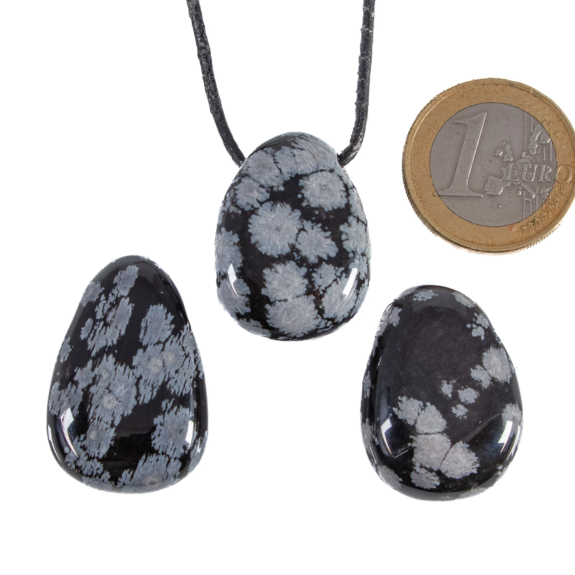 Snowflake obsidian drop pendant
