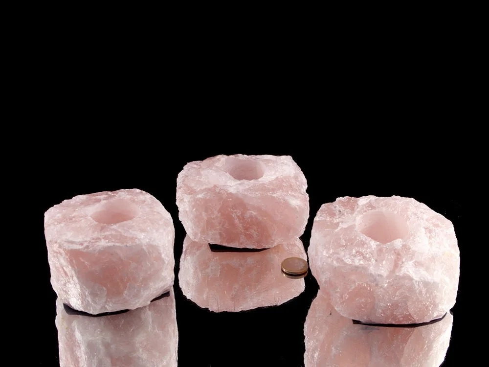 Rose quartz tealight holder**