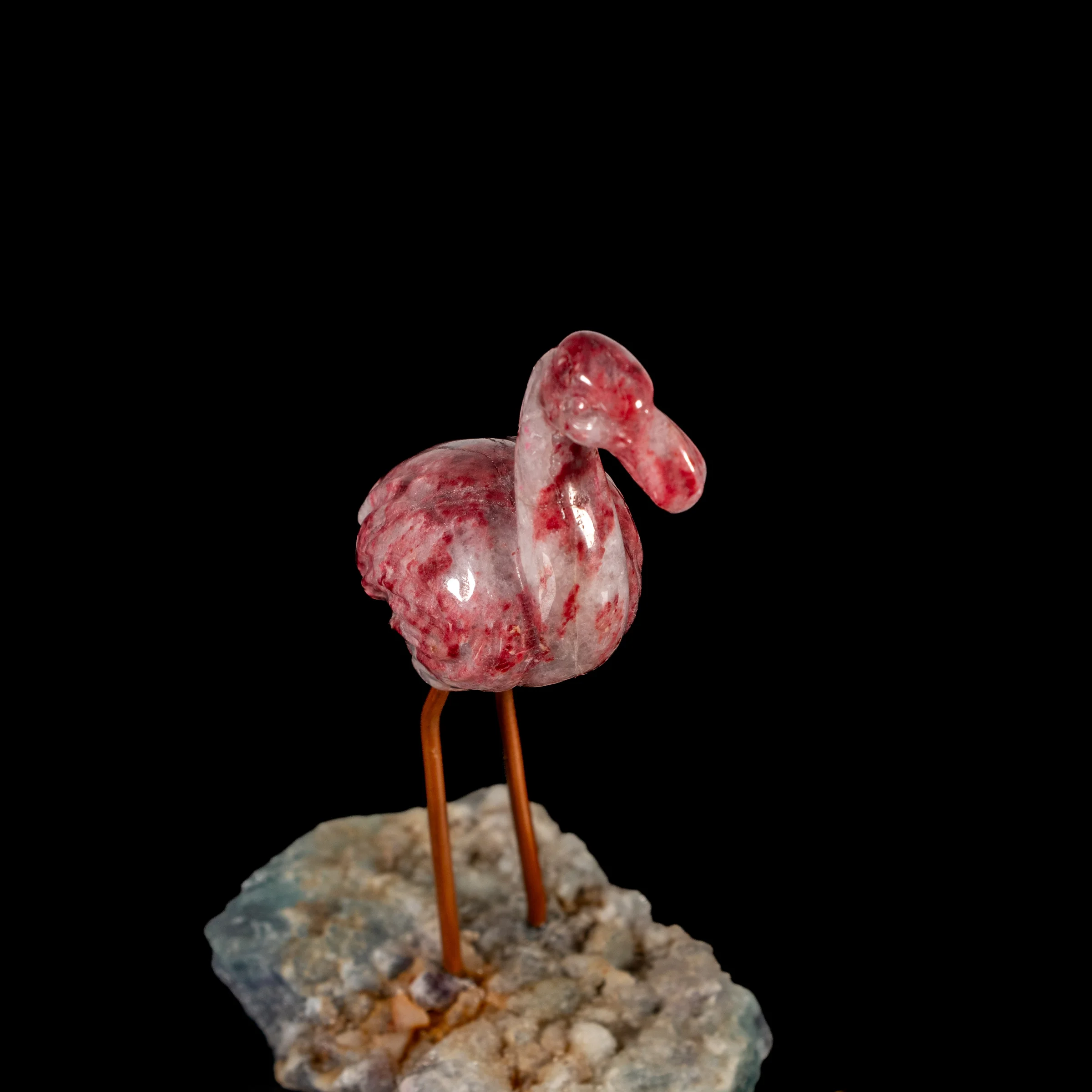 Flamingo Edelstein Gravur Skulptur