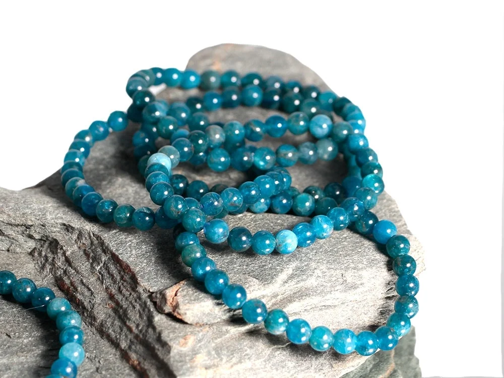Apatit blau Kugelarmband 6 mm