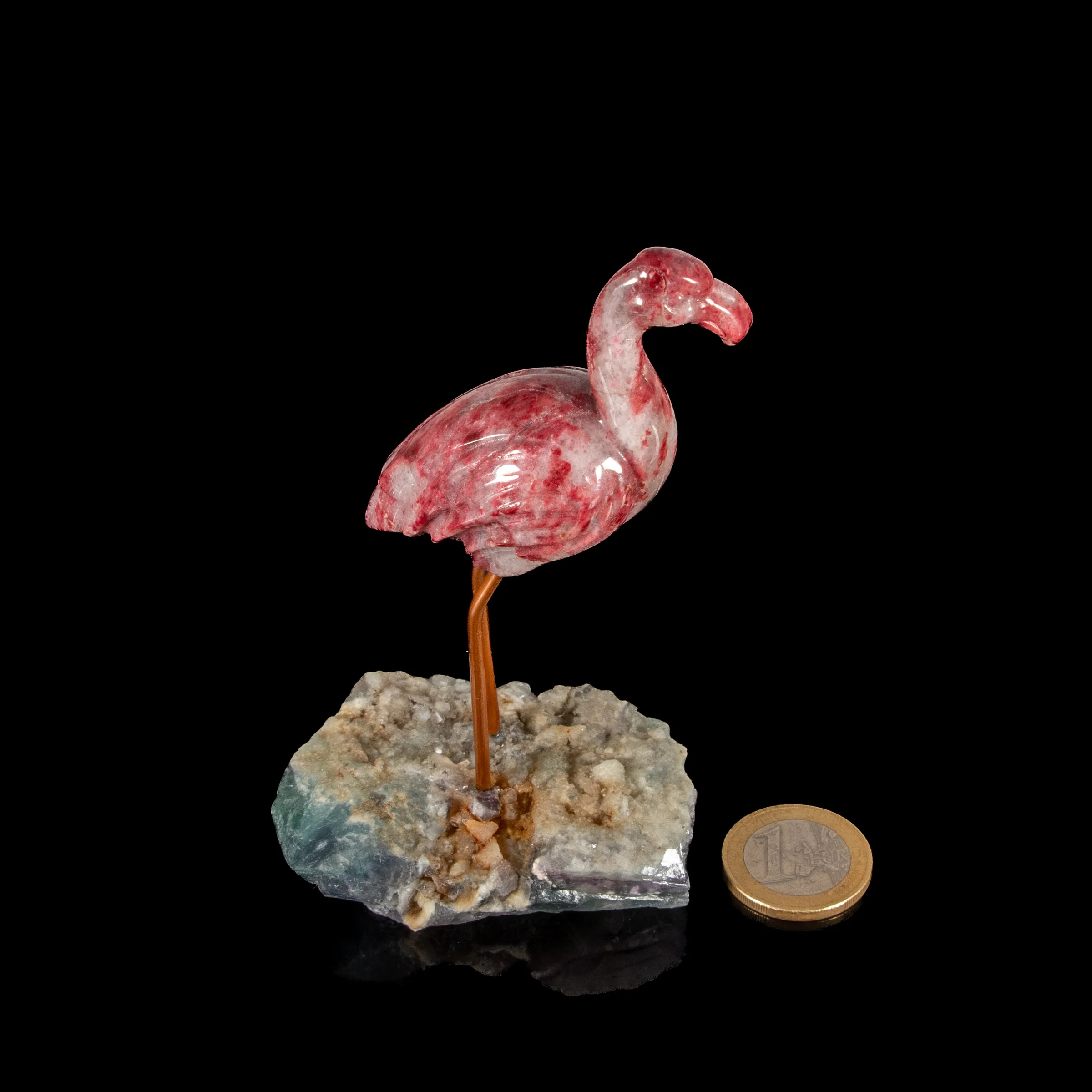 Flamingo Edelstein Gravur Skulptur