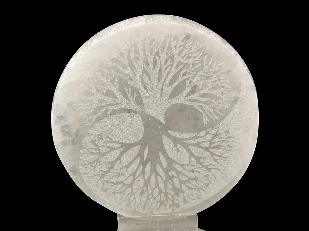 Selenit Scheibe "Tree of Life"