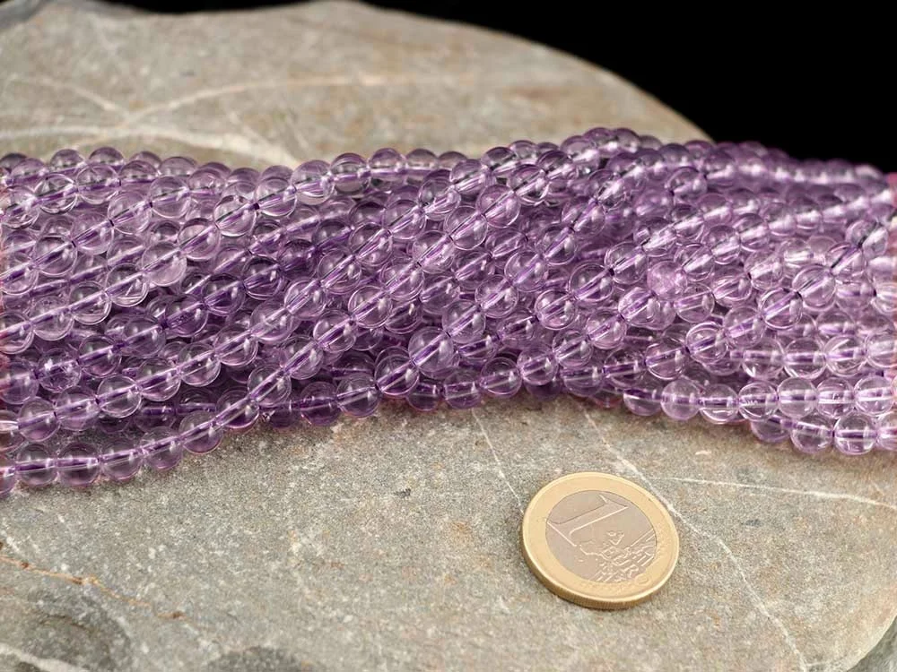 Amethyst fliederfarben 6 mm Kugelkettenstrang