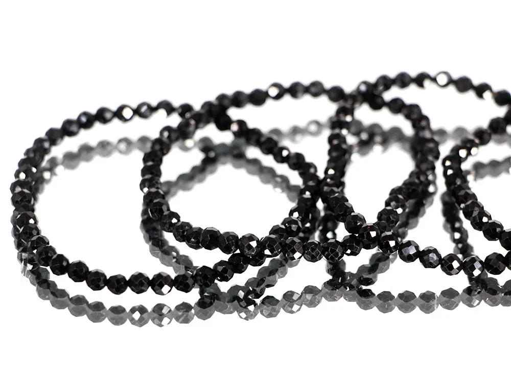 Turmalin schwarz facettiertes 4 mm Kugelarmband (Schörl)**
