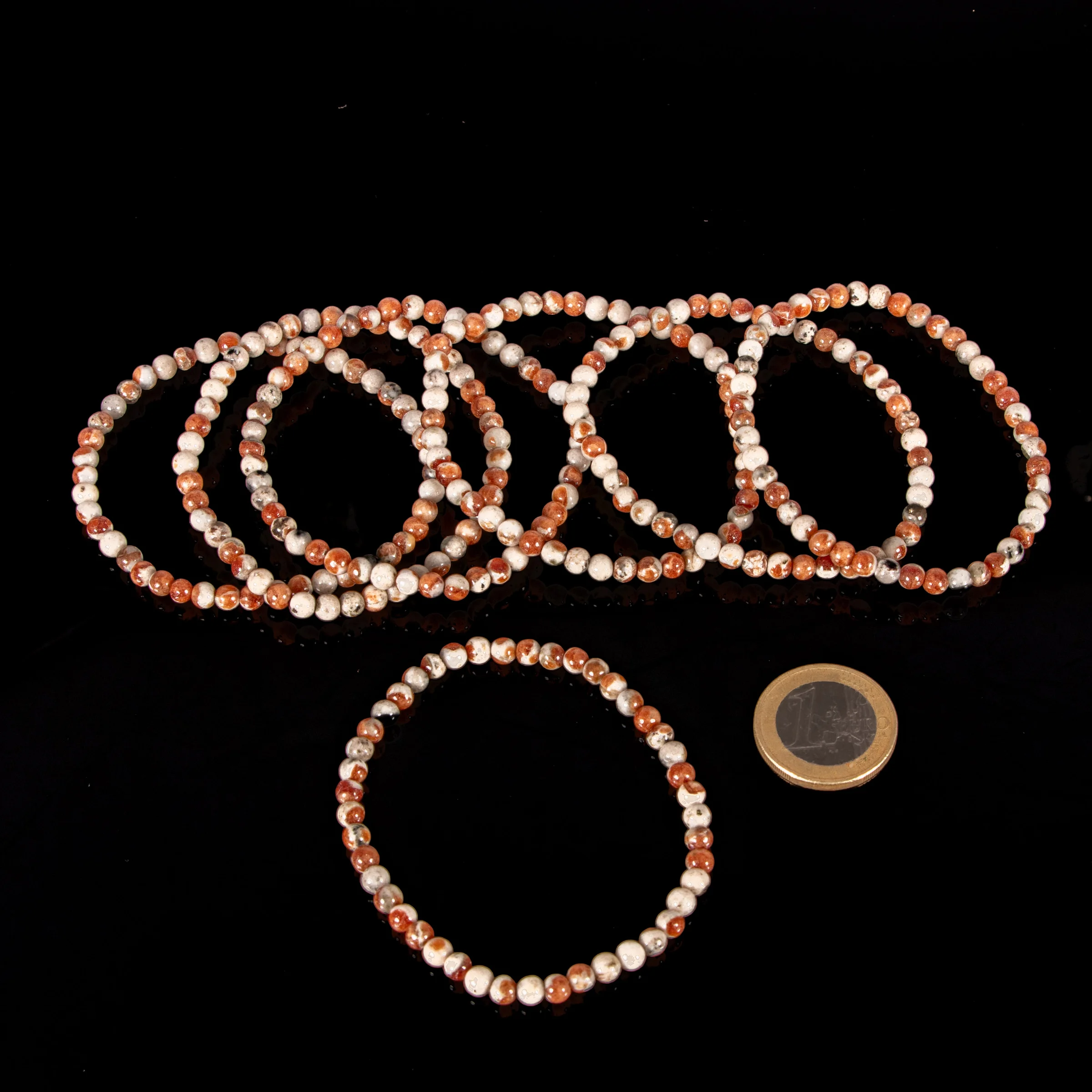 Granat in Wollastonit Kugelarmband 4 mm
