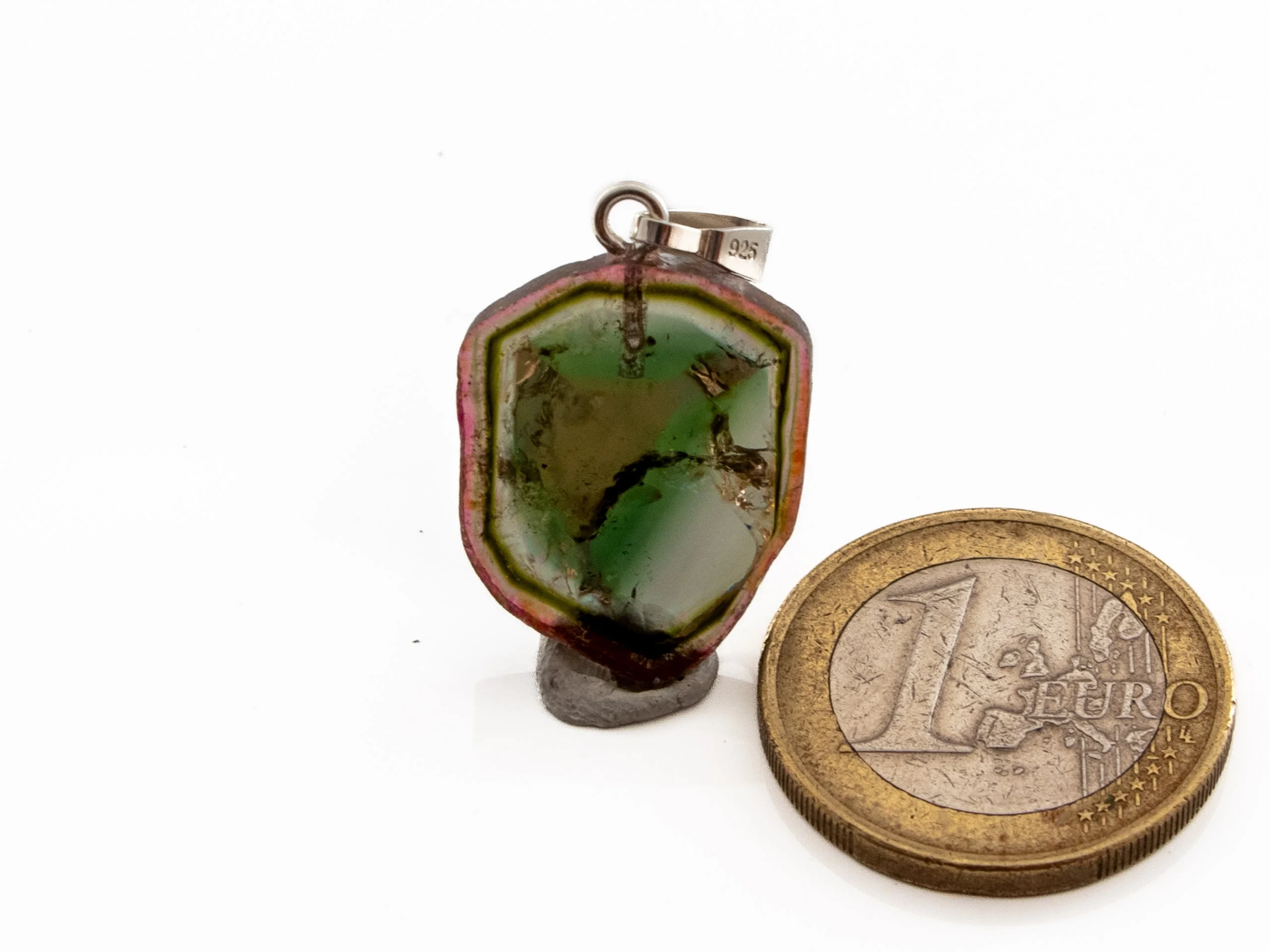 Wassermelonen-Turmalin Anhänger - 925 Silber