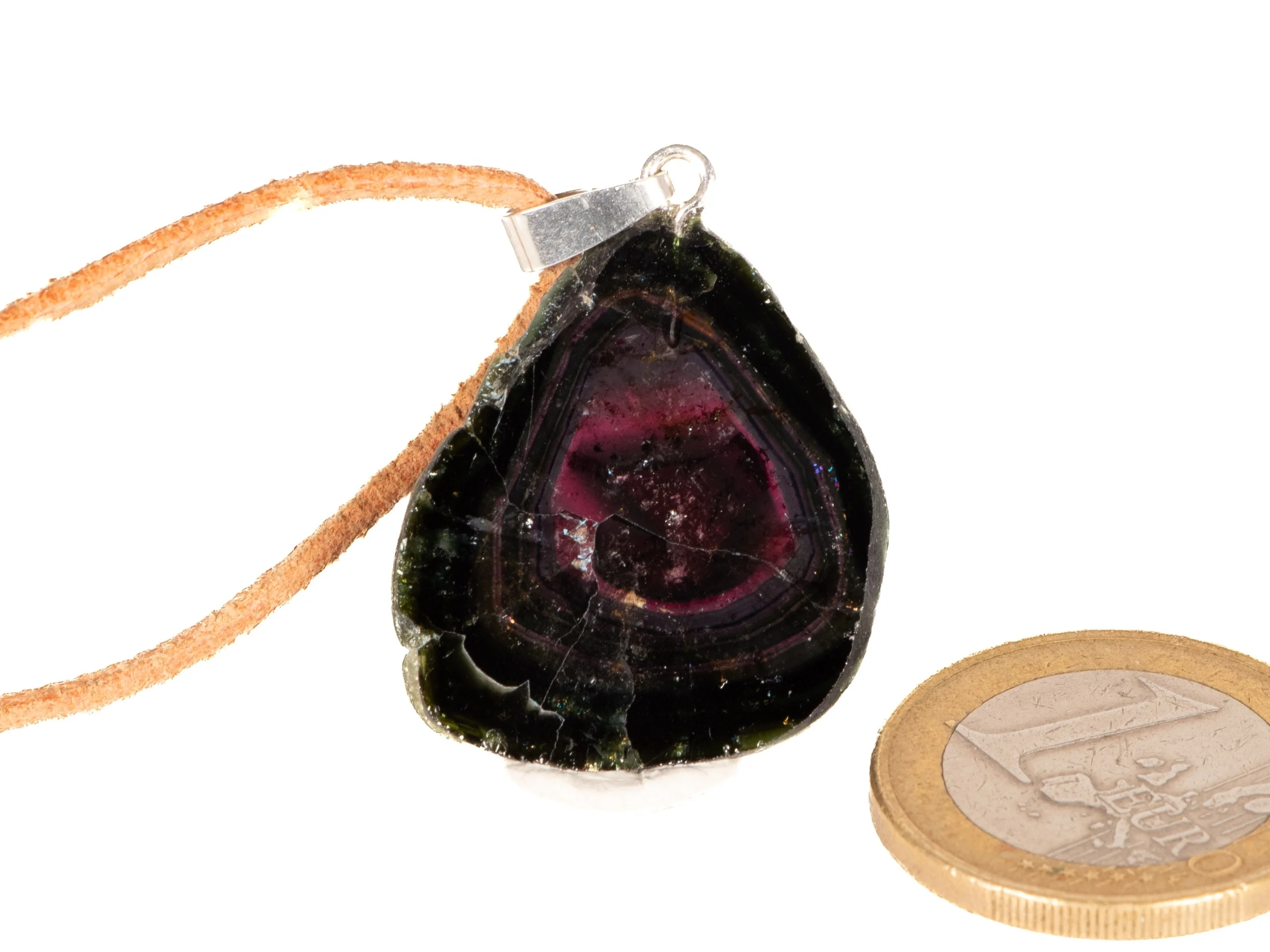 Wassermelonen-Turmalin Anhänger - 925 Silber
