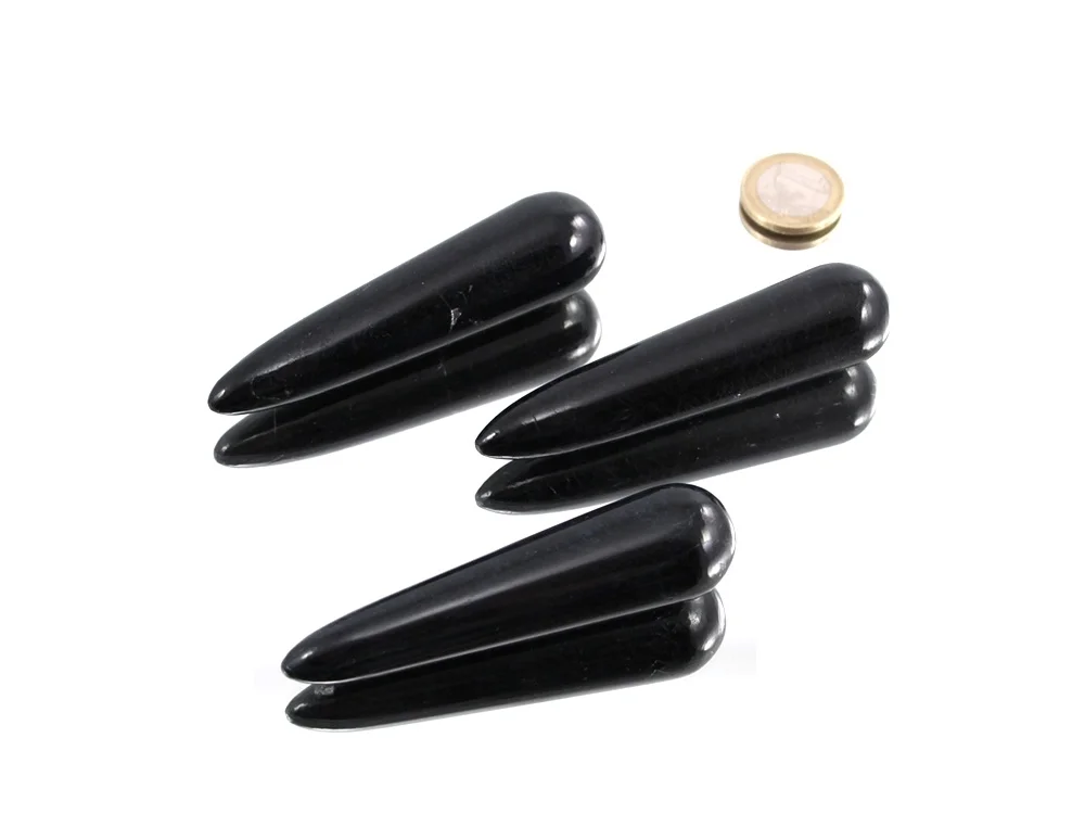 Turmalin schwarz rund Massagekristall / Massagegriffel