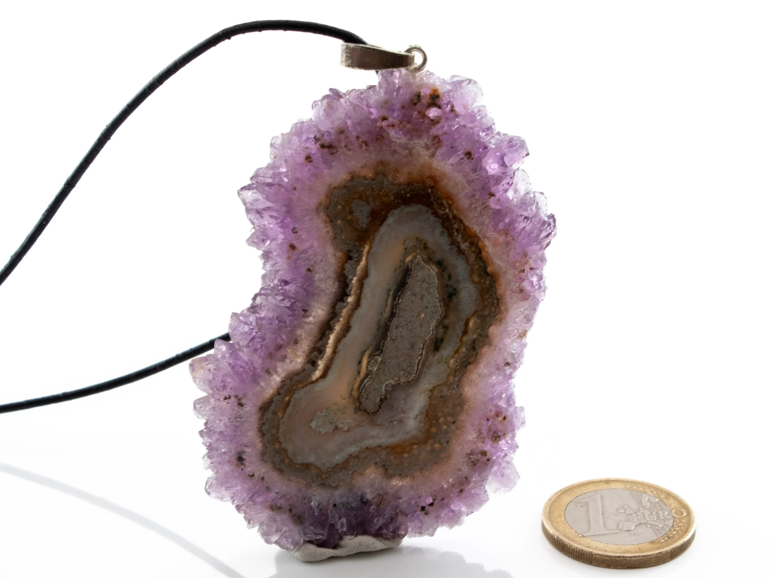 Amethyst Rosette aus Stalaktit - Anhänger 925 Silber
