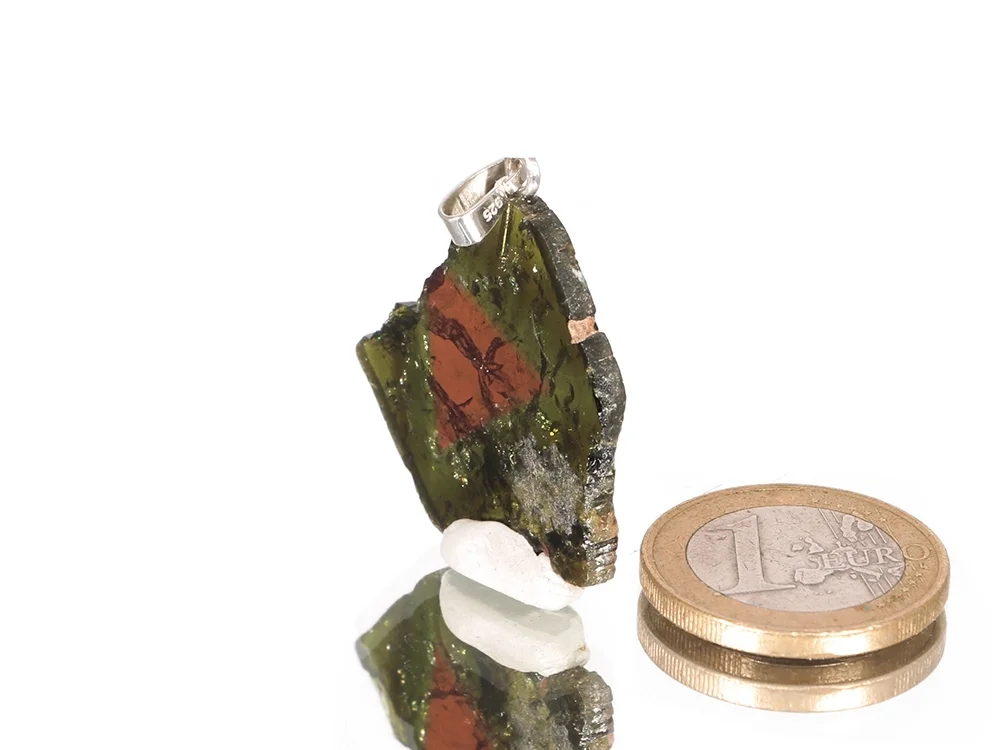 Turmalin mit rotem Dreieck - 925 Silber Anhänger