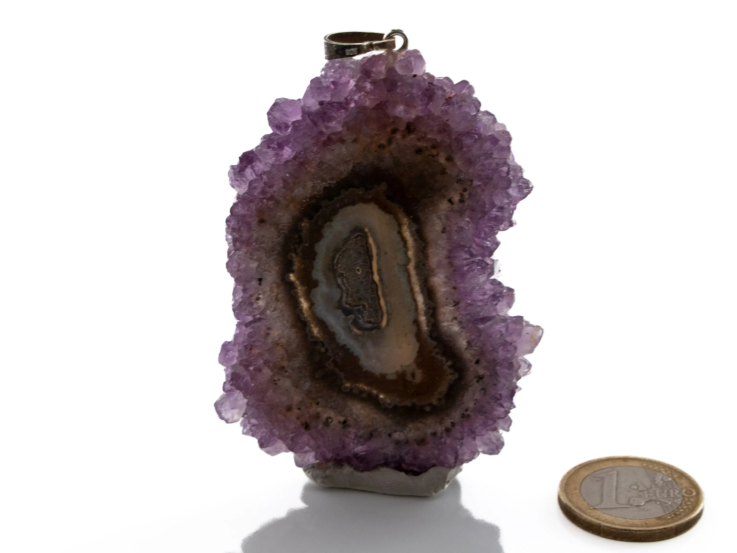Amethyst Rosette aus Stalaktit - Anhänger 925 Silber