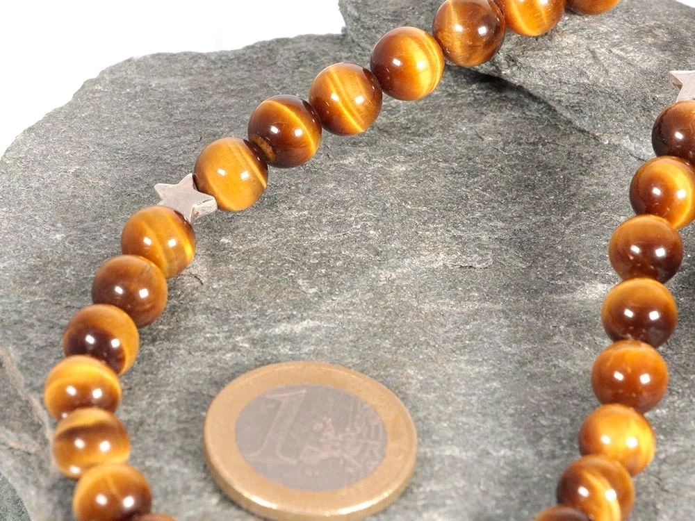 Tiger's eye necklace with silver charms