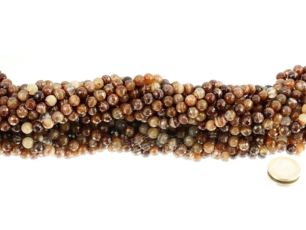 Sardonyx 8 mm facettiert Kugelkettenstrang (farbbeh.)**