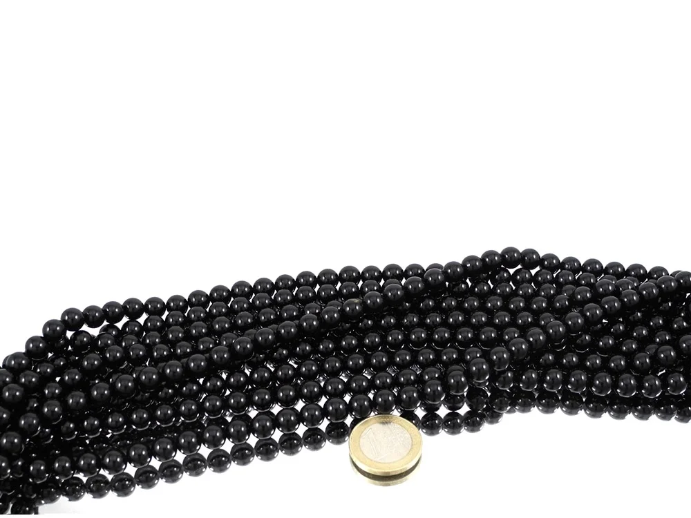 Black tourmaline 8 mm bead strand**