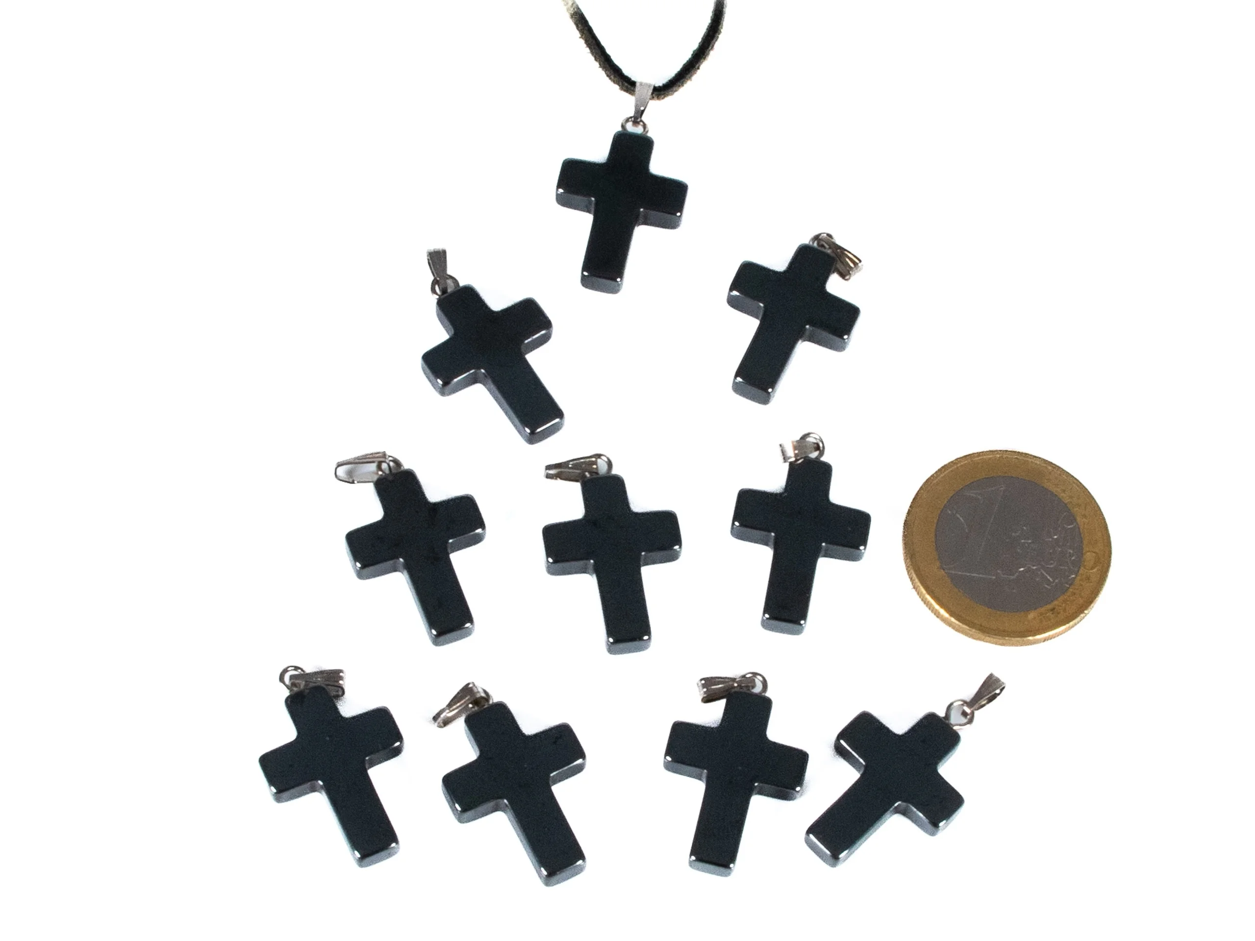 Kreuz Anhänger Hämatit - 10 Stück