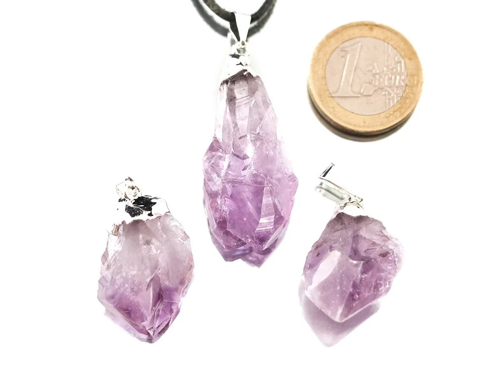 Amethyst Kristallspitzenanhänger - Silber