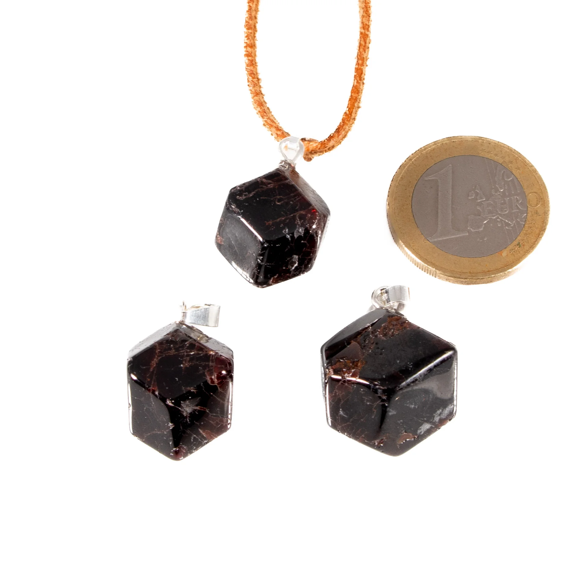 Granatkristall mit 925 Silberöse