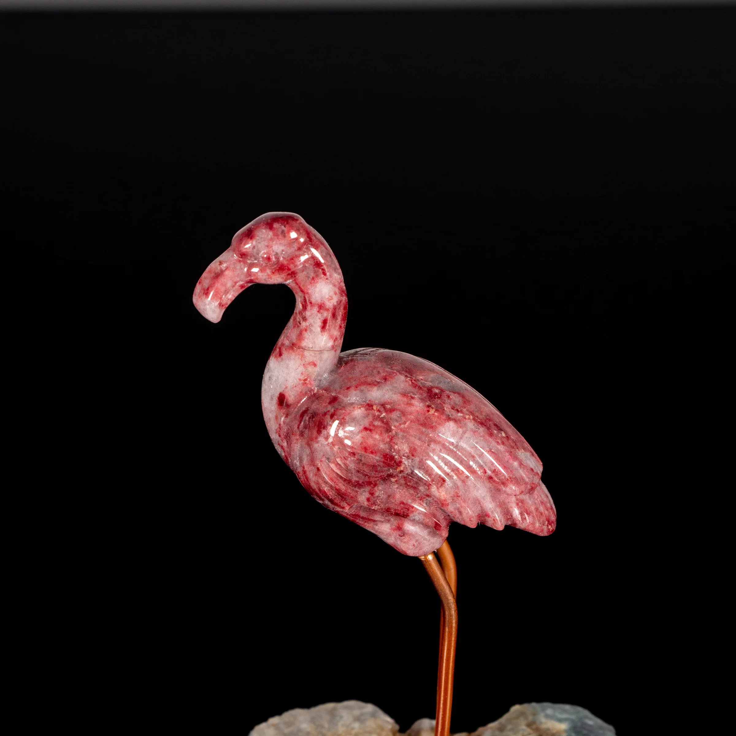 Flamingo Edelstein Gravur Skulptur