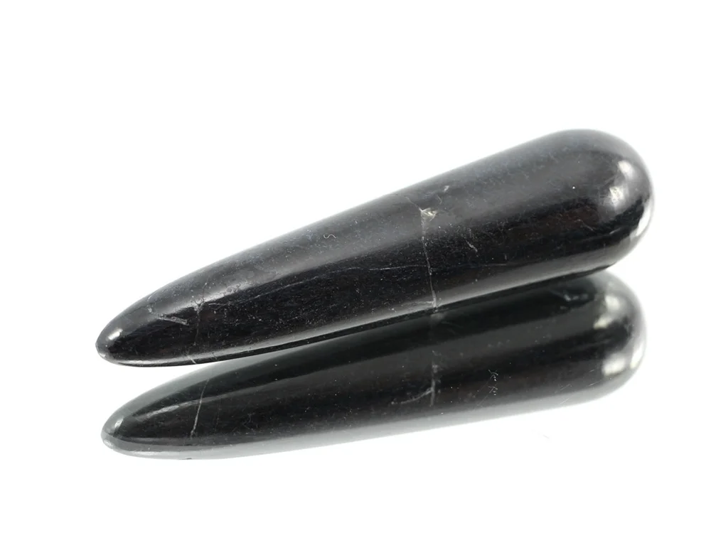 Turmalin schwarz rund Massagekristall / Massagegriffel