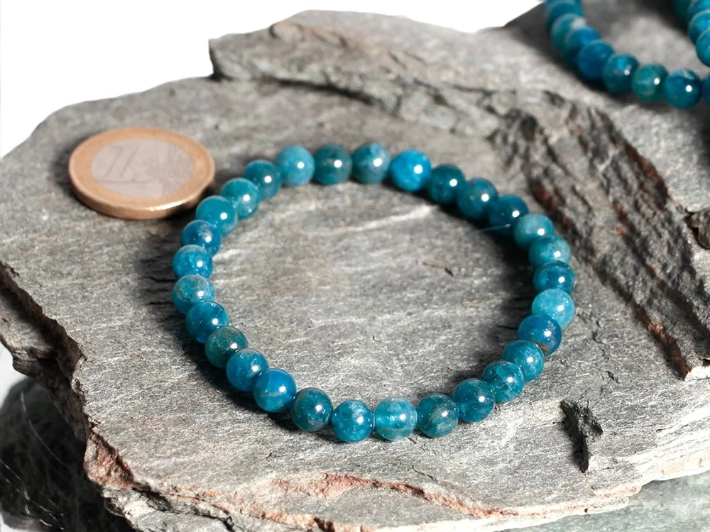 Apatit blau Kugelarmband 6 mm