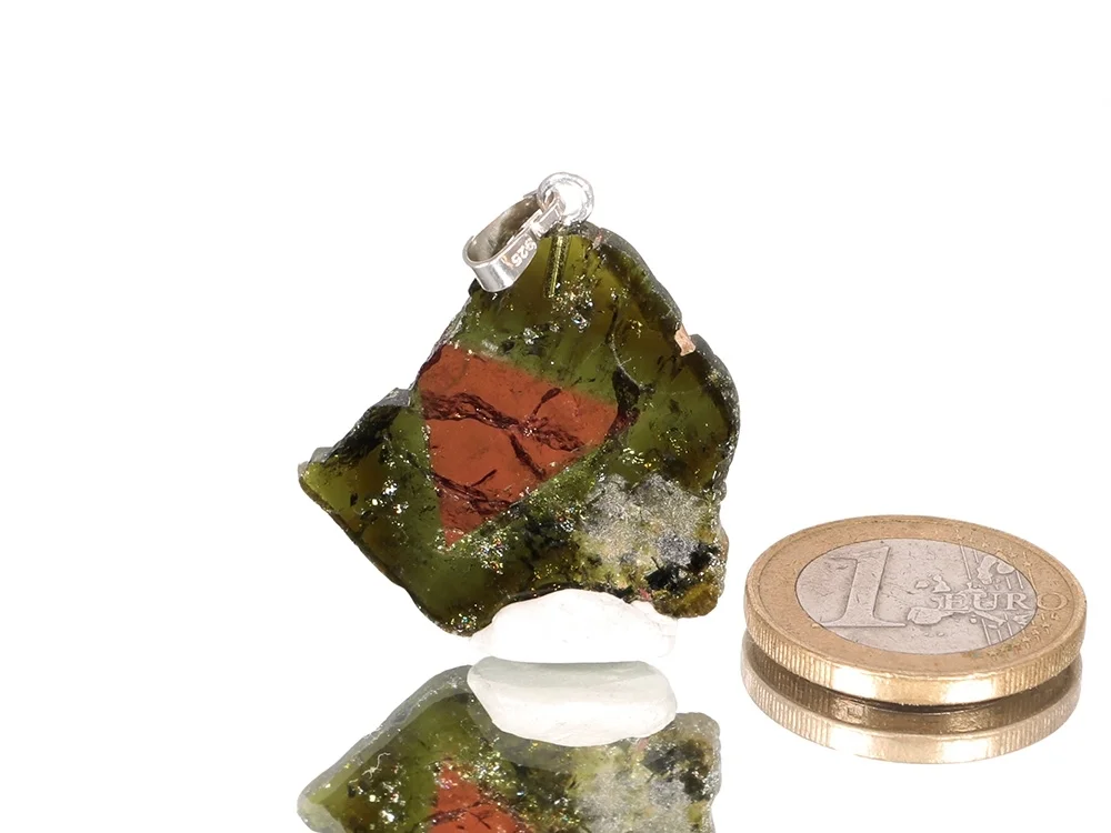 Turmalin mit rotem Dreieck - 925 Silber Anhänger
