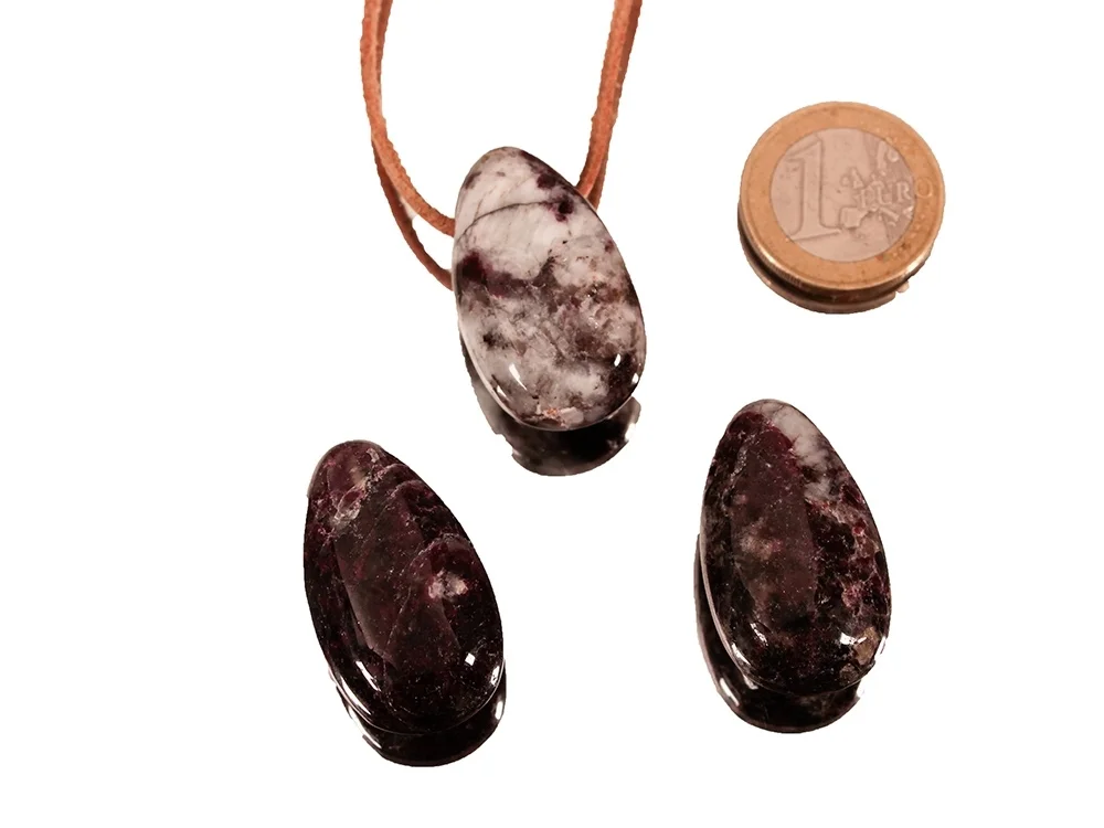 Red tourmaline drop pendant**