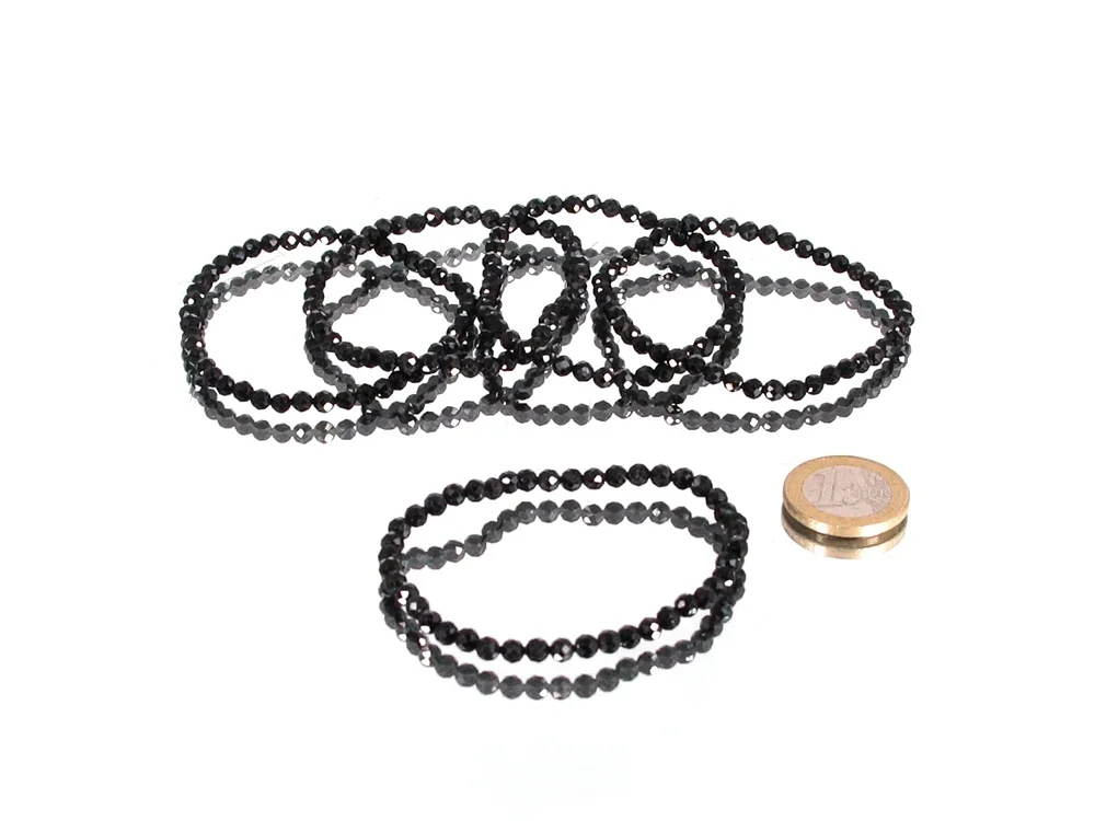 Turmalin schwarz facettiertes 4 mm Kugelarmband (Schörl)**