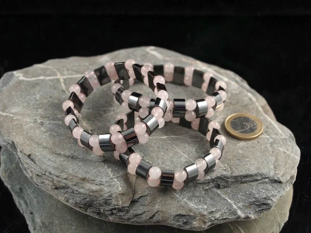 Hämatit - Rosenquarz Armband