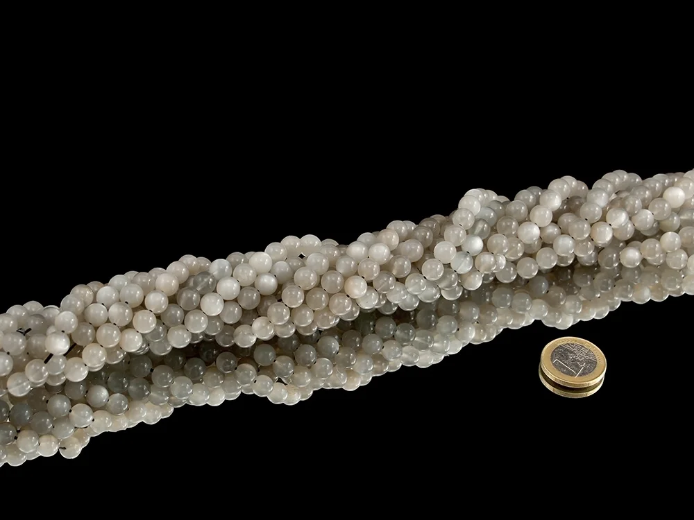 Mondstein anthrazit 8 mm Kugelkettenstrang