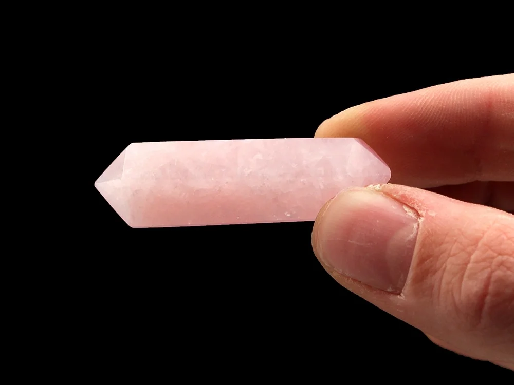 Rosenquarz Doppelender geschliffen ca. 4 - 4,5 cm