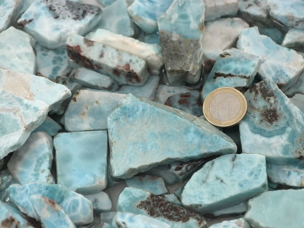 Larimar Rohsteine vorgeschnitten - 0,1 kg