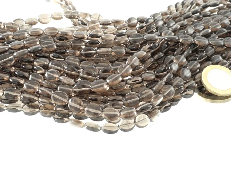 Midnight lace obsidian ellipse bead strand