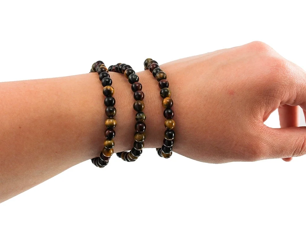 Tigerauge 3-Colour Kugelarmband 6 mm