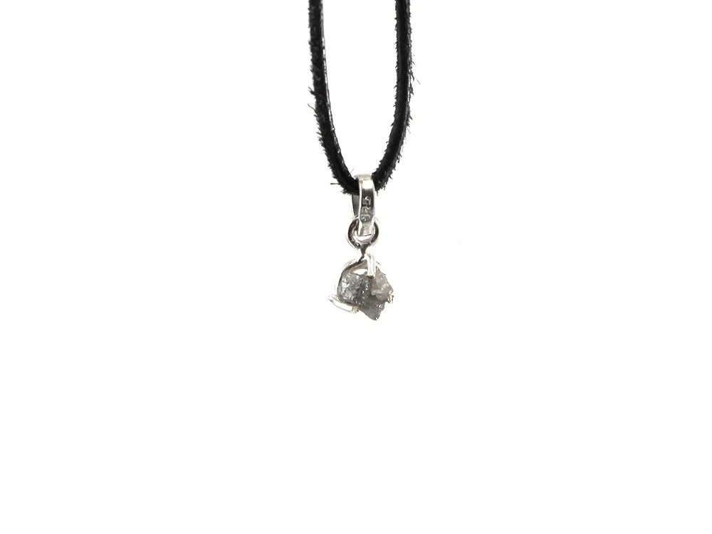 Rohdiamant Anhänger - 925 Silberöse
