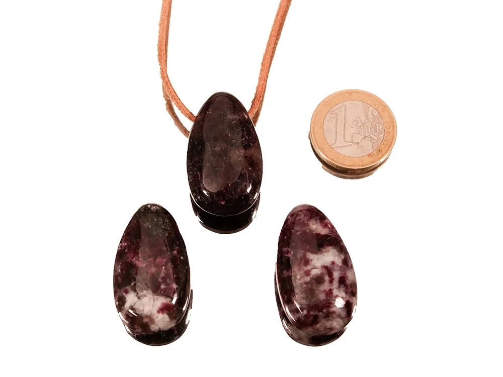 Red tourmaline drop pendant**