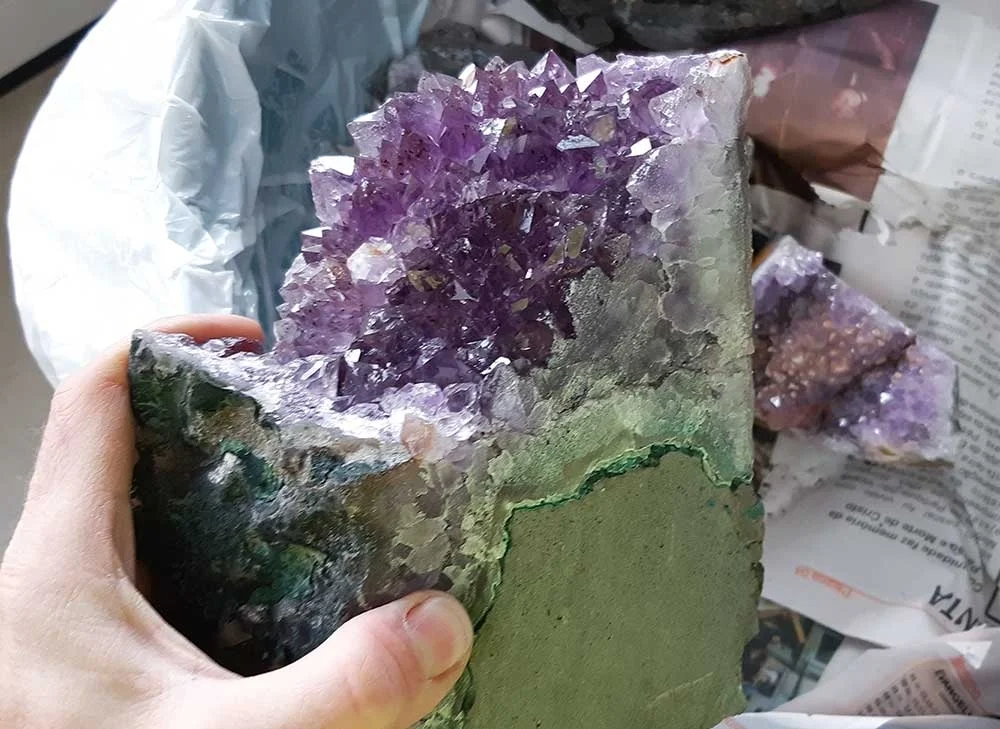 Amethystdrusenstücke - Originalfass**