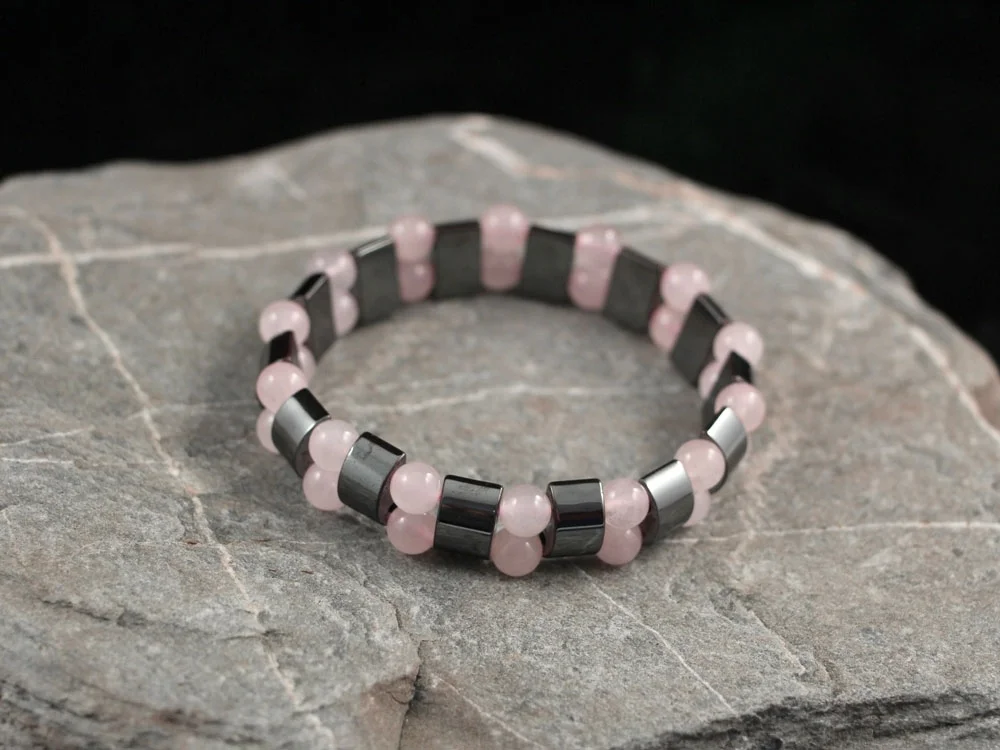 Hämatit - Rosenquarz Armband