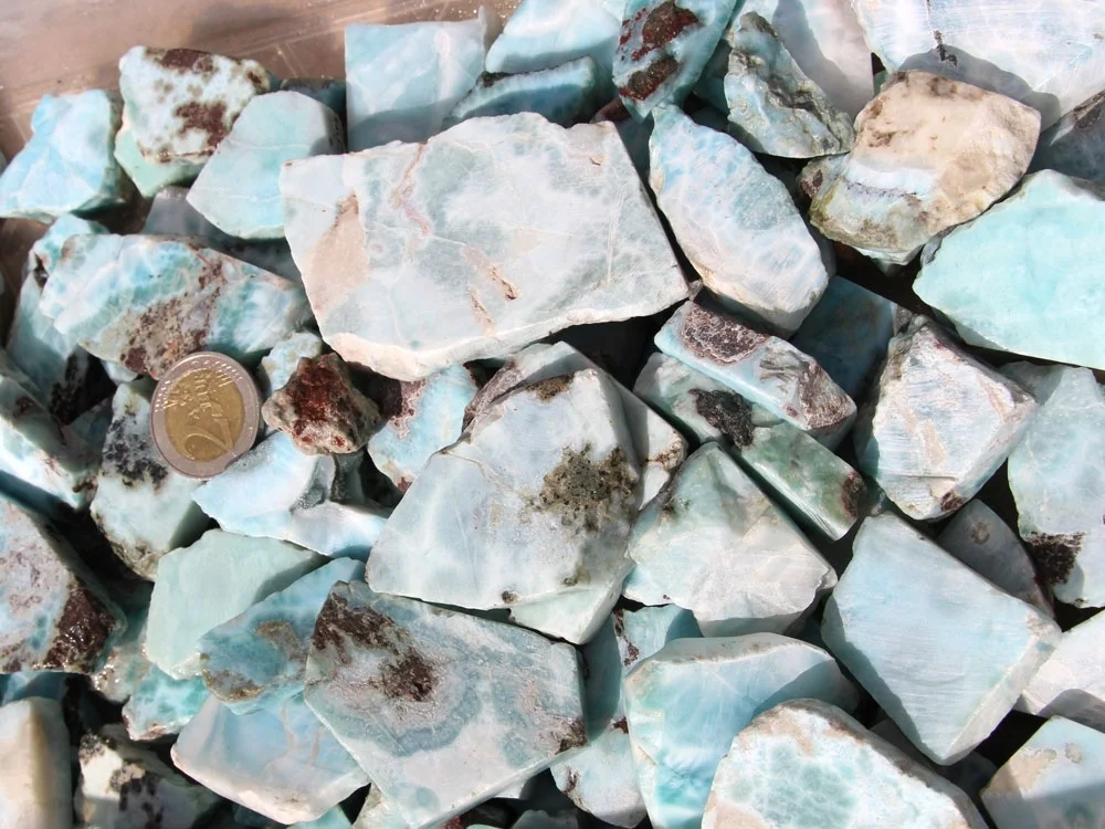 Larimar Rohsteine vorgeschnitten - 0,1 kg